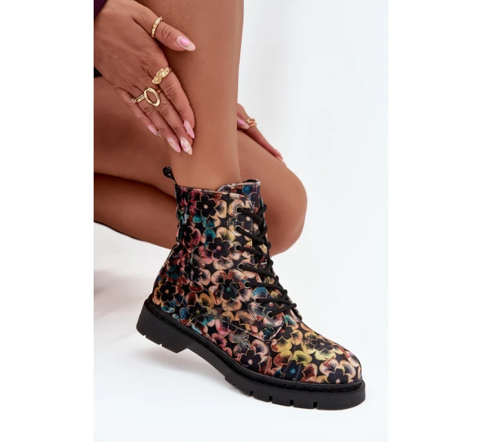 Dámské zimní kotníkové boty květinové Artiker 57C1050 multikolor