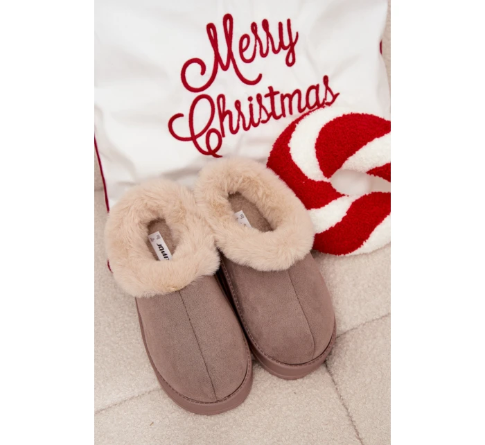 Dámské pantofle s kožešinou Khaki Eveline Dámské pantofle s kožešinou Khaki Eveline