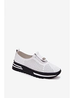 Dámské nazouvací polobotky z pravé kůže S.Barski LR61-7092 Bílá