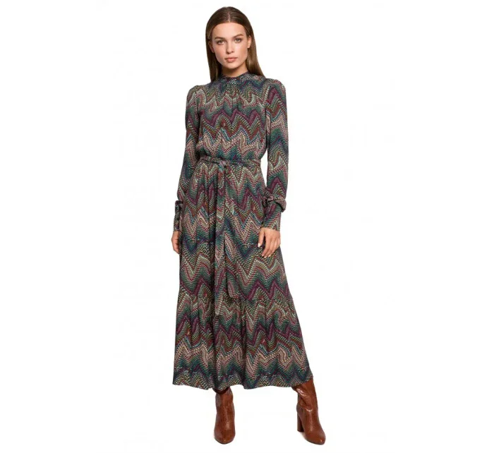 S291 Maxi šaty s aztéckým potiskem - model 2