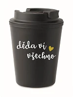 DĚDA VÍ VŠECHNO - černý termohrnek 300 ml