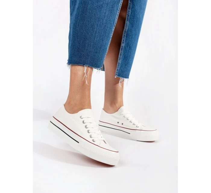 Krásné dámské  tenisky bílé platforma