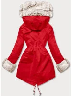 Světle červená bunda parka s odepínací kožešinovou podšívkou model 21248756 - J.STYLE Světle červená bunda parka s odepínací kožešinovou podšívkou model 21248756 - J.STYLE