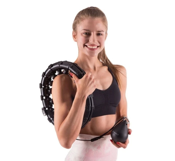 Hula hop plus size HMS HHW12 s výstupky a závažími černá