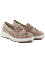 Dámské ažurové boty na platformě nude model 22068804 - SERGIO LEONE Dámské ažurové boty na platformě nude model 22068804 - SERGIO LEONE