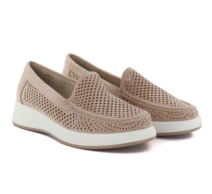 Dámské ažurové boty na platformě nude model 22068804 - SERGIO LEONE Dámské ažurové boty na platformě nude model 22068804 - SERGIO LEONE