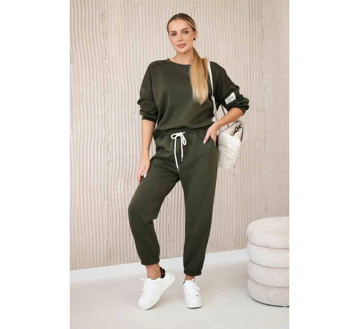 Komplet teplákové + kalhoty máslová látka khaki Komplet teplákové + kalhoty máslová látka khaki