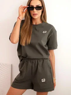 Dámská punto souprava s krátkým rukávem a model 21176894 šortkami khaki - K-Fashion