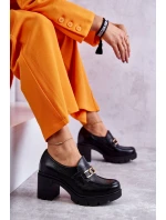 Kožené boty na se zlatým zdobením Černé model 21596585 - Boto