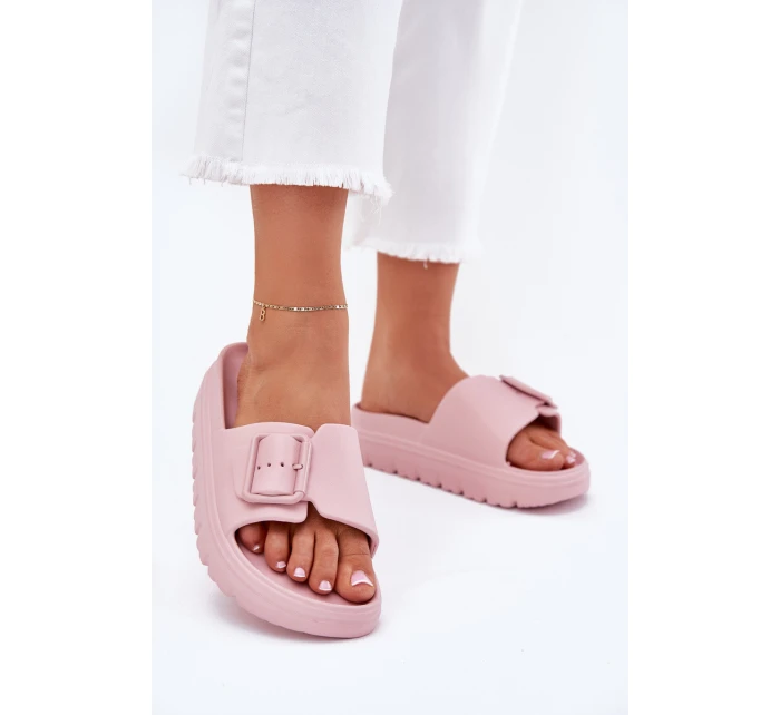 Dámské Pěnové Sandały Na Platformě S Přezkou Růžové Viasara Dámské Pěnové Sandały Na Platformě S Přezkou Růžové Viasara