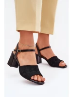 Dámské Sandály Na Podpatku Černé Sarena