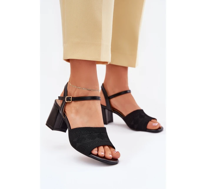 Dámské Sandály Na Podpatku Černé Sarena