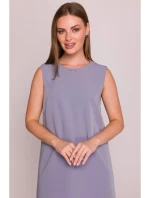 Šaty bez rukávů šedá model 21154733 - STYLOVE Šaty bez rukávů šedá model 21154733 - STYLOVE
