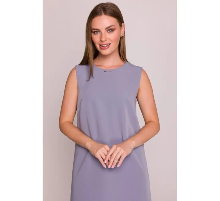 Šaty bez rukávů šedá model 21154733 - STYLOVE Šaty bez rukávů šedá model 21154733 - STYLOVE