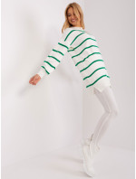 Zeleno-ecru oversize svetr s kulatým výstřihem