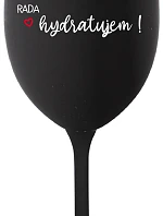 SOM HYDRA. RADA HYDRATUJEM! - čierny pohár na víno 350 ml