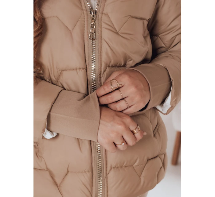 SNOWMISS dámská zimní bunda prošívaná béžová s kapucí FashionStreet TY5000