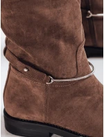 Dámské semišové hnědé kozačky Dstreet model 21993458 - FashionStreet