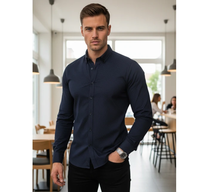 Koszula męska slim fit  granatowa model 22007689 - FashionStreet