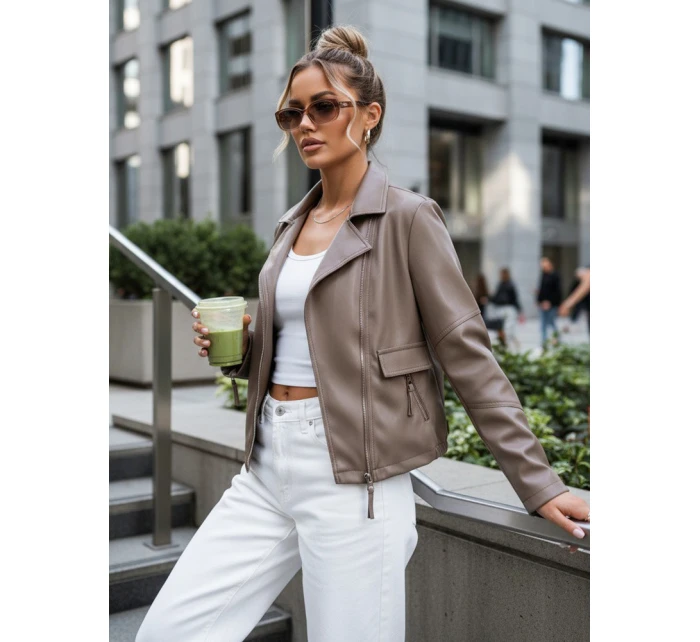 damska skórzana taupe model 22025159 - FashionStreet