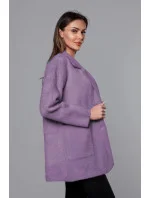 Krátký fialový vlněný přehoz přes oblečení typu alpaka model 18059147 - MADE IN ITALY Krátký fialový vlněný přehoz přes oblečení typu alpaka model 18059147 - MADE IN ITALY