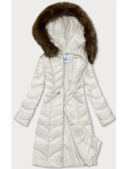 Prošívaná dámská bunda v ecru barvě pro přechodné období model 21247195 - Glakate