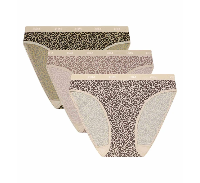 Dámské bavlněné kalhotky 3 ks DIM LES POCKETS COTTON SLIP 3x - DIM - světle hnědá