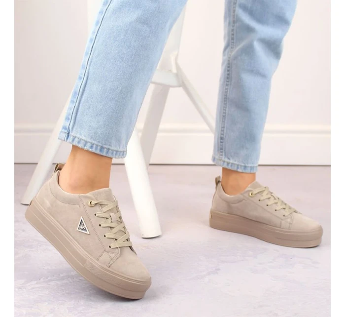 Filippo W PAW315C béžové semišové kožené polobotky na platformě