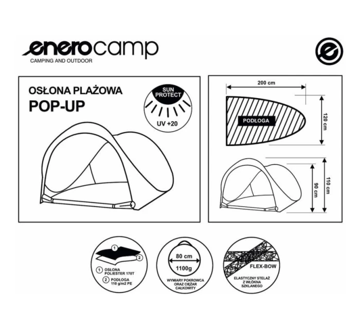 SAMOROZKLÁDACÍ PLÁŽOVÝ STAN S PARAVÁNEM UZAVŘENÝ 200X120X110/90CM ENERO CAMP SAMOROZKLÁDACÍ PLÁŽOVÝ STAN S PARAVÁNEM UZAVŘENÝ 200X120X110/90CM ENERO CAMP