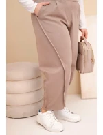 Dámské bavlněné kalhoty Plus Size volného střihu s vysokým pasem fango Dámské bavlněné kalhoty Plus Size volného střihu s vysokým pasem fango