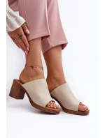 Elegantní Lehké Dámské Sandály Na Podpatku Béžové model 21657982 - EVENTO