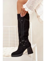 Zateplené Dámské Kozačky Na Podpatku S Černé model 21705148 - Boto