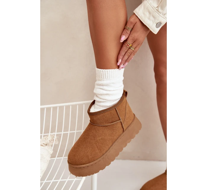 Dámské Sněhule Na Platformě Zateplené Kožíškem Camel model 21705239 - Boto Dámské Sněhule Na Platformě Zateplené Kožíškem Camel model 21705239 - Boto