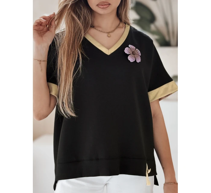 Dámská oversize halenka SHINE LOVE černá Dstreet model 21989307 - FashionStreet Dámská oversize halenka SHINE LOVE černá Dstreet model 21989307 - FashionStreet