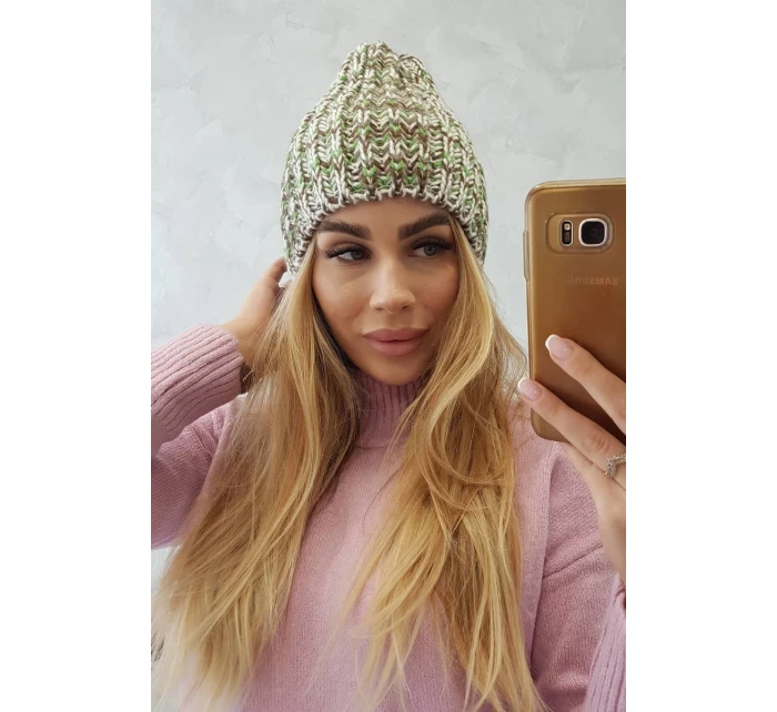 Dámská čepice Lora K312 zelená+hnědá