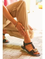 Elegantní Dámské Sandály S Ozdobnými  Černé model 21665206 - S.Barski