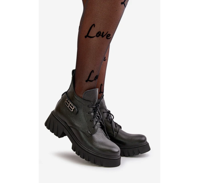 Zazoo 60483 Dámské Kožené Boty S Nízkým Zvrškem Zateplené Černé