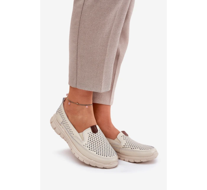 Baletky Z Přírodní Kůže  Béžové model 21690851 - VINCEZA