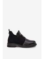 Lakovane nízké dámské boty na podpatku vyhřívané Vinceza 58560 černé