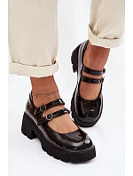 Lakované dámské polobotky na podpatku s pásky model 22039927 - Boto