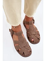 Dámské sandály Ploché z Semiše Big Star Béžové model 22064175 - Big Star Shoes Dámské sandály Ploché z Semiše Big Star Béžové model 22064175 - Big Star Shoes