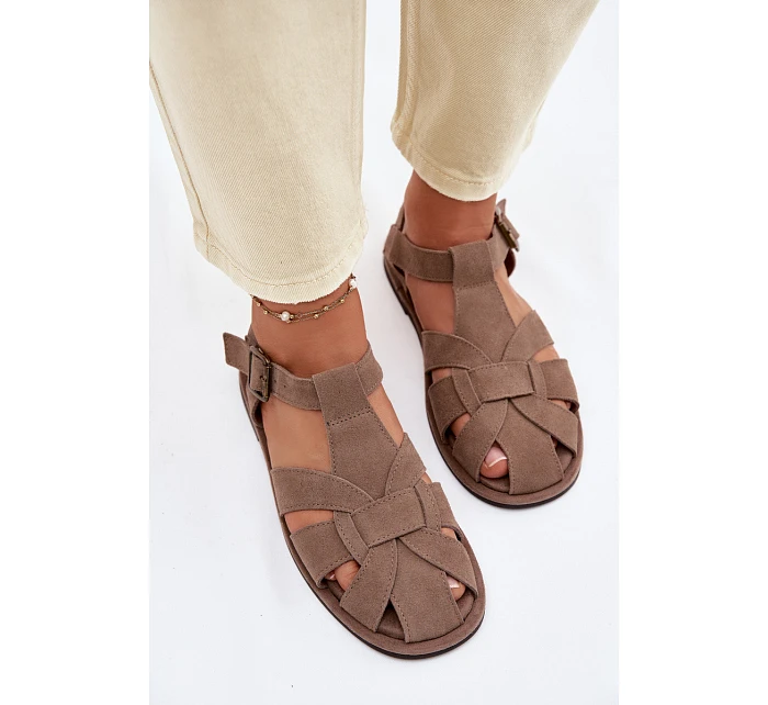 Dámské sandály Ploché z Semiše Big Star Béžové model 22064175 - Big Star Shoes Dámské sandály Ploché z Semiše Big Star Béžové model 22064175 - Big Star Shoes