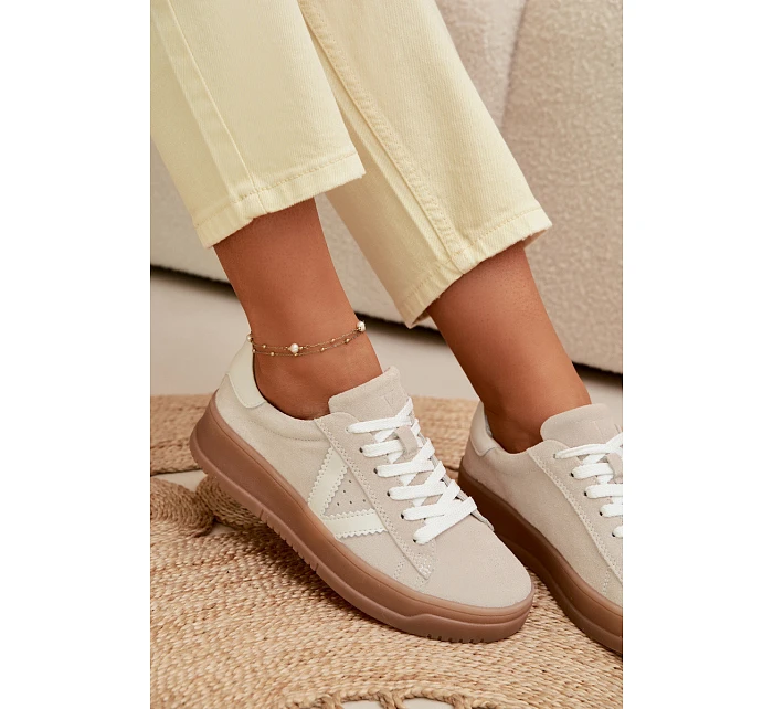 Dámské tenisky z přírodního semiše na platformě Vinceza Béžové Dámské tenisky z přírodního semiše na platformě Vinceza Béžové