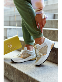 Módní sportovní obuv Dámské tenisky Bílá a zlatá Danielle