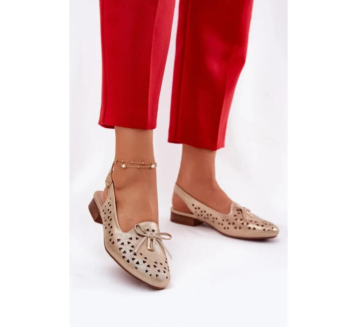 Dámské perforované baleríny s otevřenou patou Navinnia – zlaté