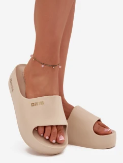 Dámské pantofle na masivní pěnové platformě Big Star – béžové