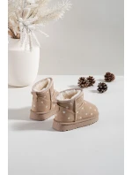 Dětské sněhule zdobené květinami Gracina – béžové Dětské sněhule zdobené květinami Gracina – béžové