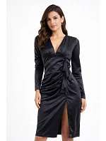 Dámské saténové šaty 20455 černé - Koucla Dámské saténové šaty 20455 černé - Koucla