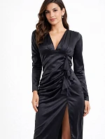 Dámské saténové šaty 20455 černé - Koucla