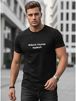 Pánské bavlněné tričko s humorným potiskem černé FashionStreet NX0111R